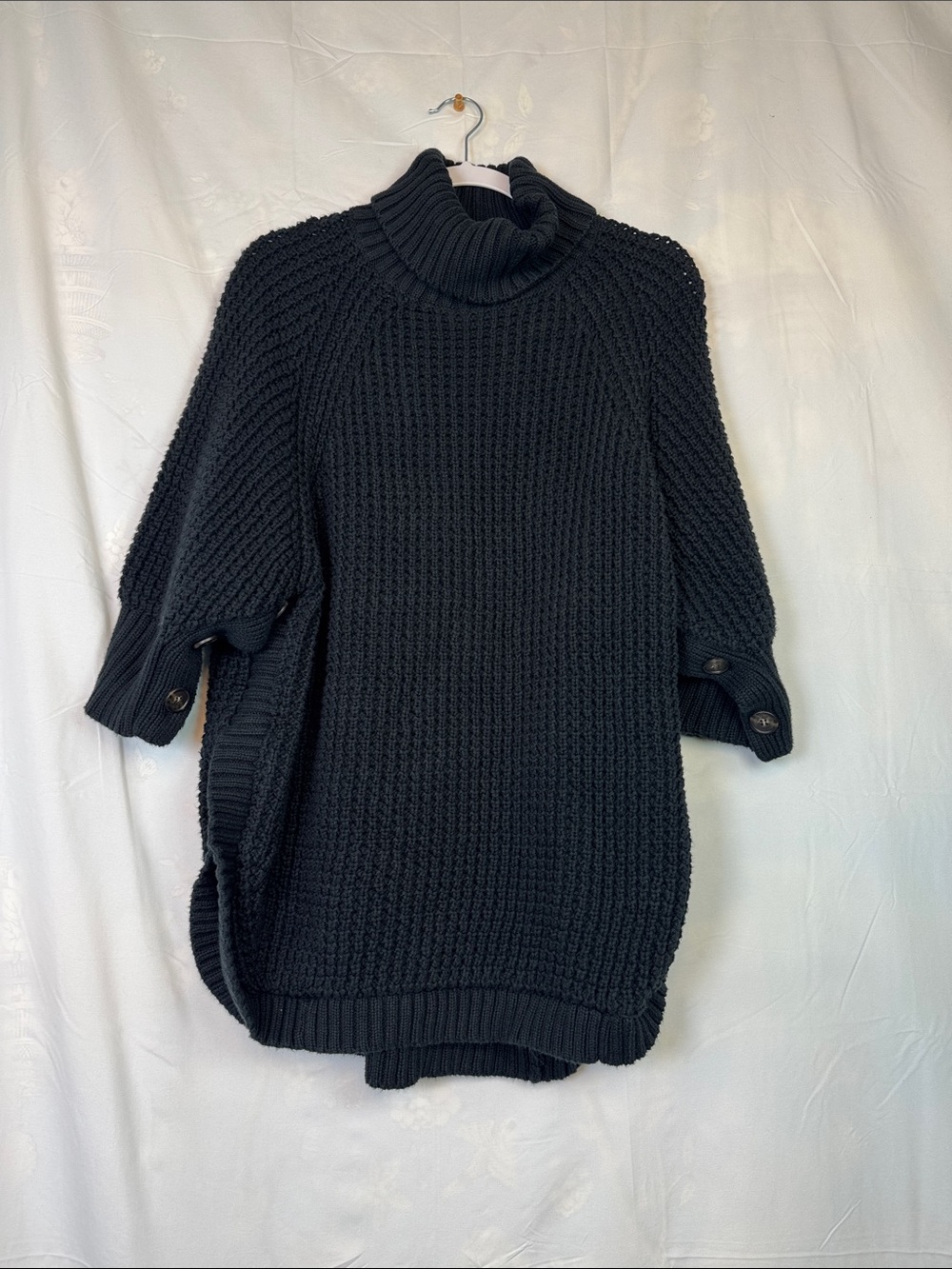 J. Crew Black Chunky Turtleneck Sweater Poncho